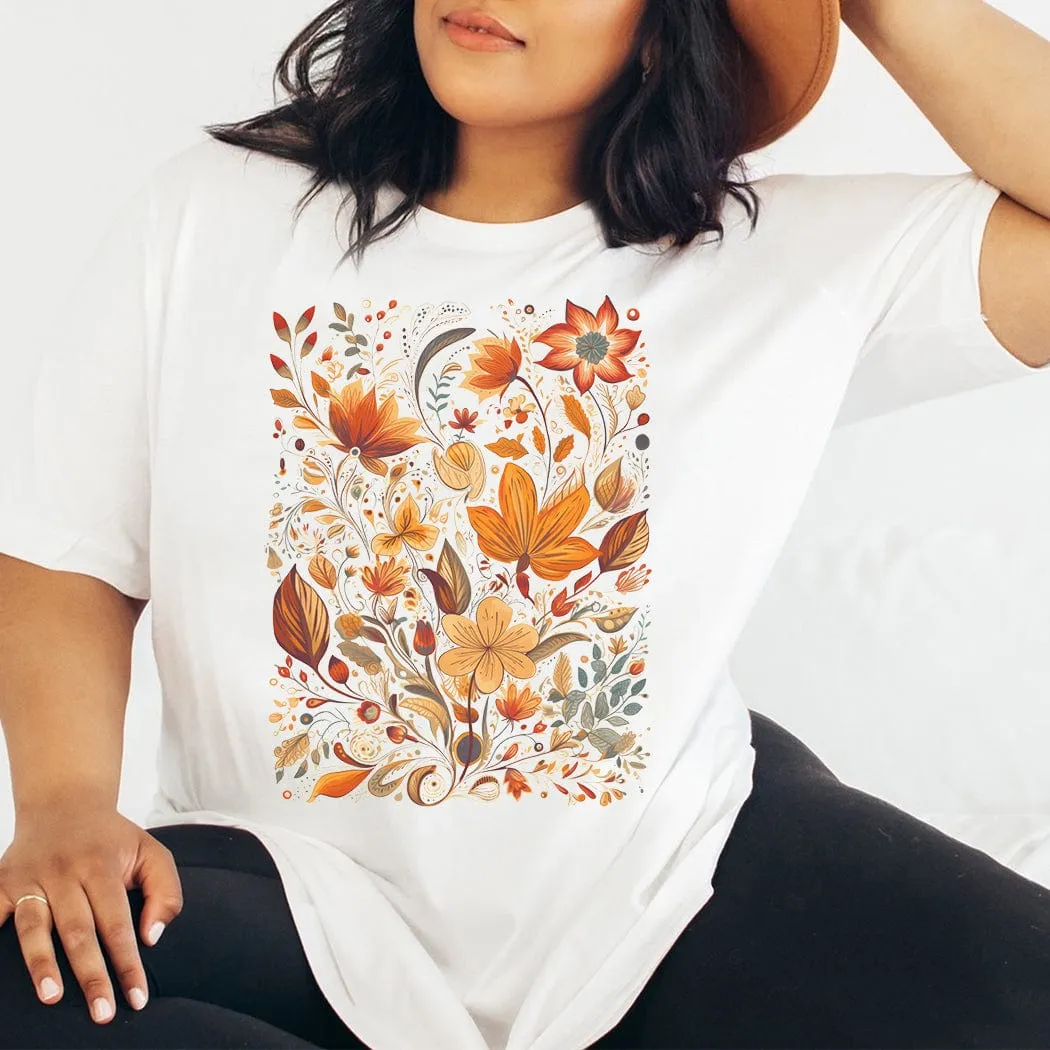 Warm Floral Fall Graphic T-Shirt - FA303