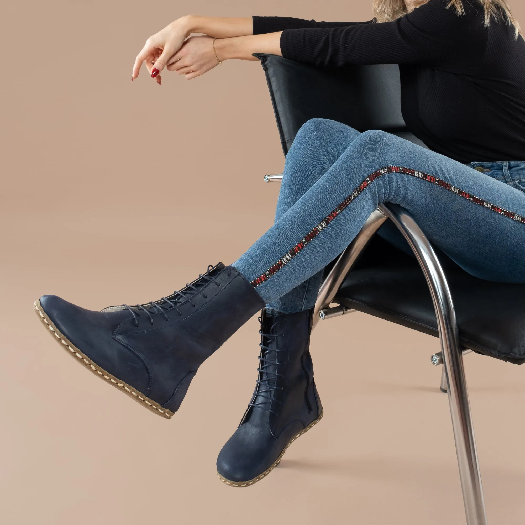 Women's Blue Barefoot High Ankle Boots