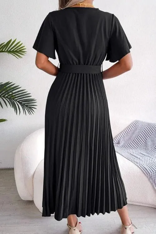 Women's Casual Midi Dress | Pleated Slightly stretchy