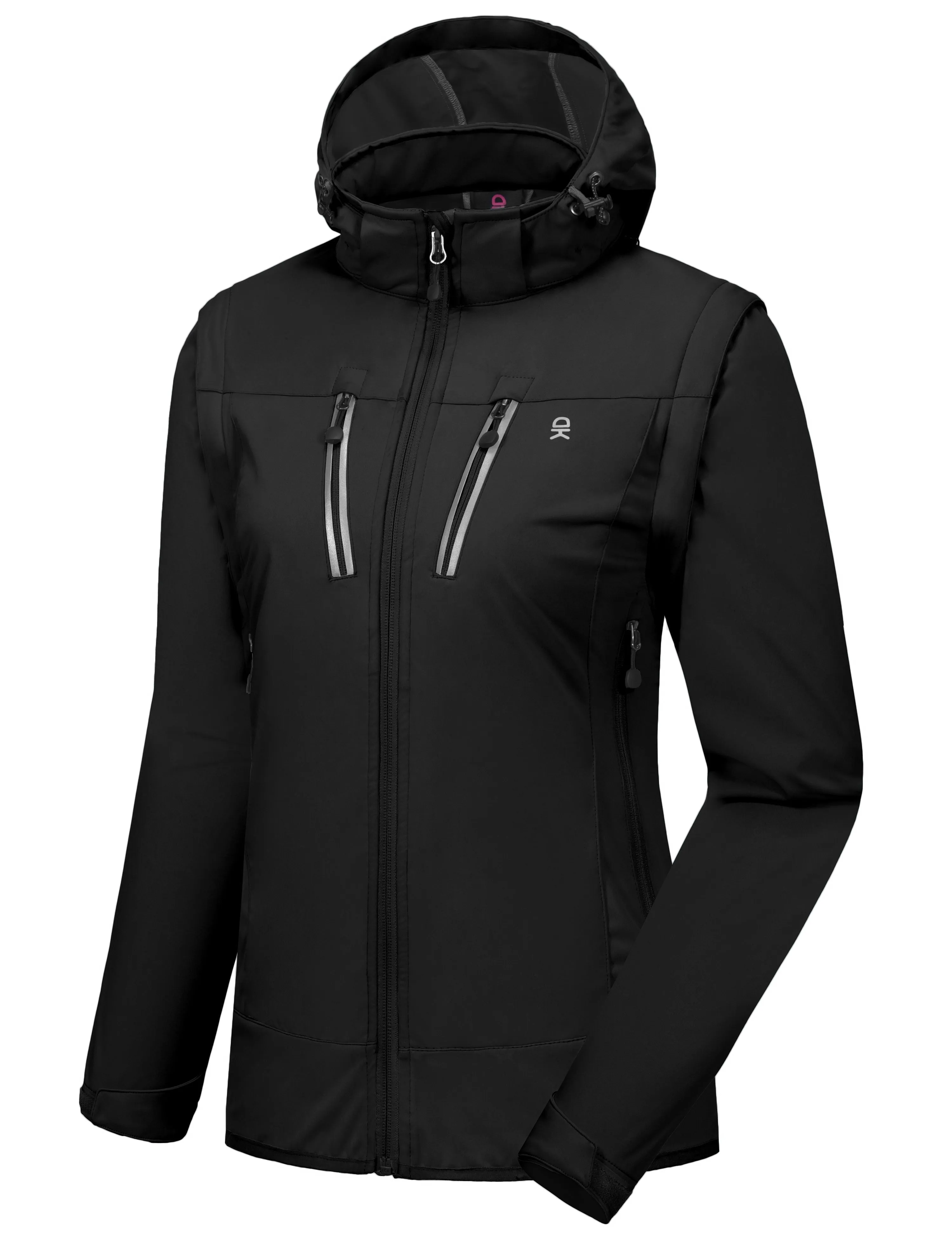 Women's Lightweight Softshell Hiking Jacket with Detachable Sleeves and Hood