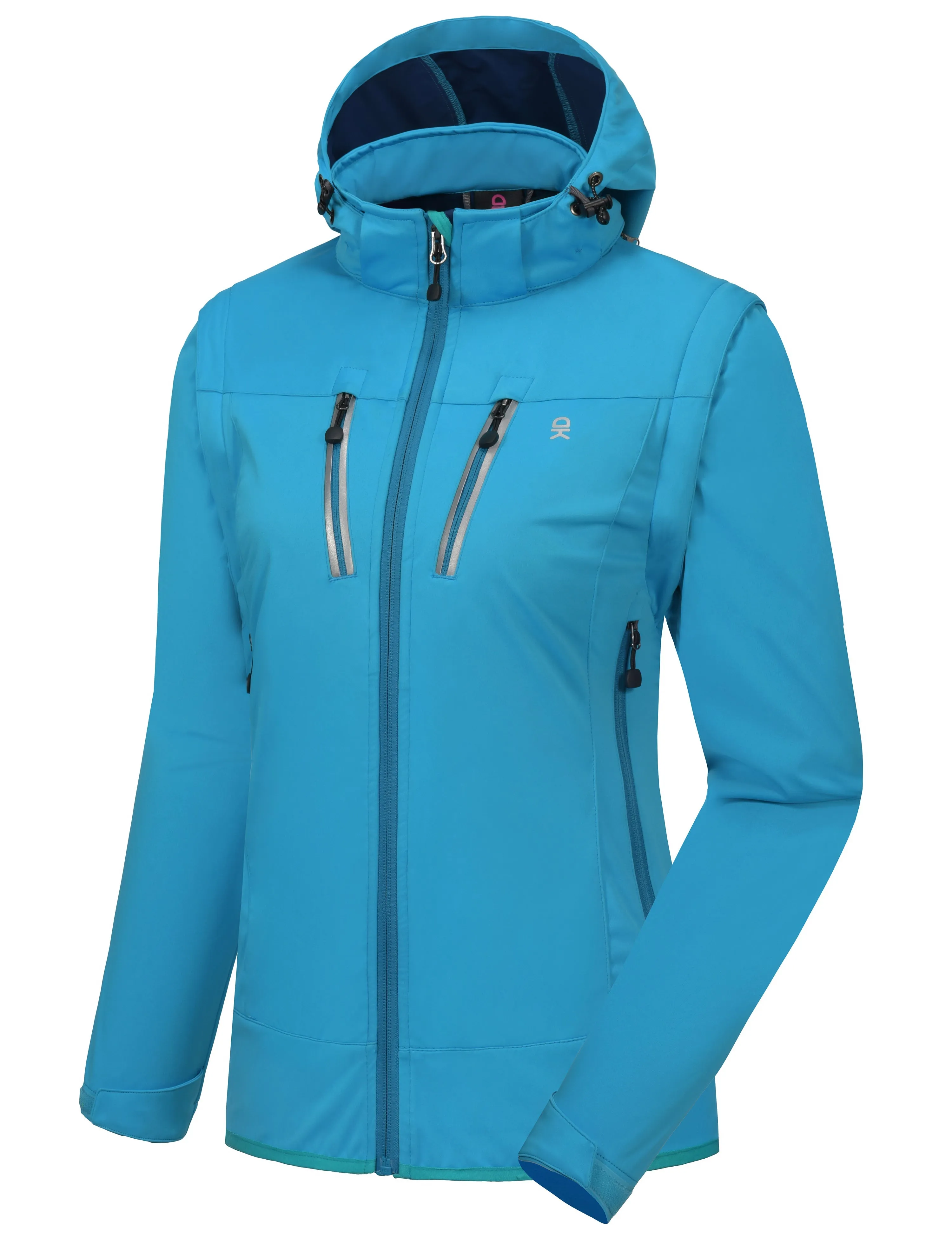 Women's Lightweight Softshell Hiking Jacket with Detachable Sleeves and Hood