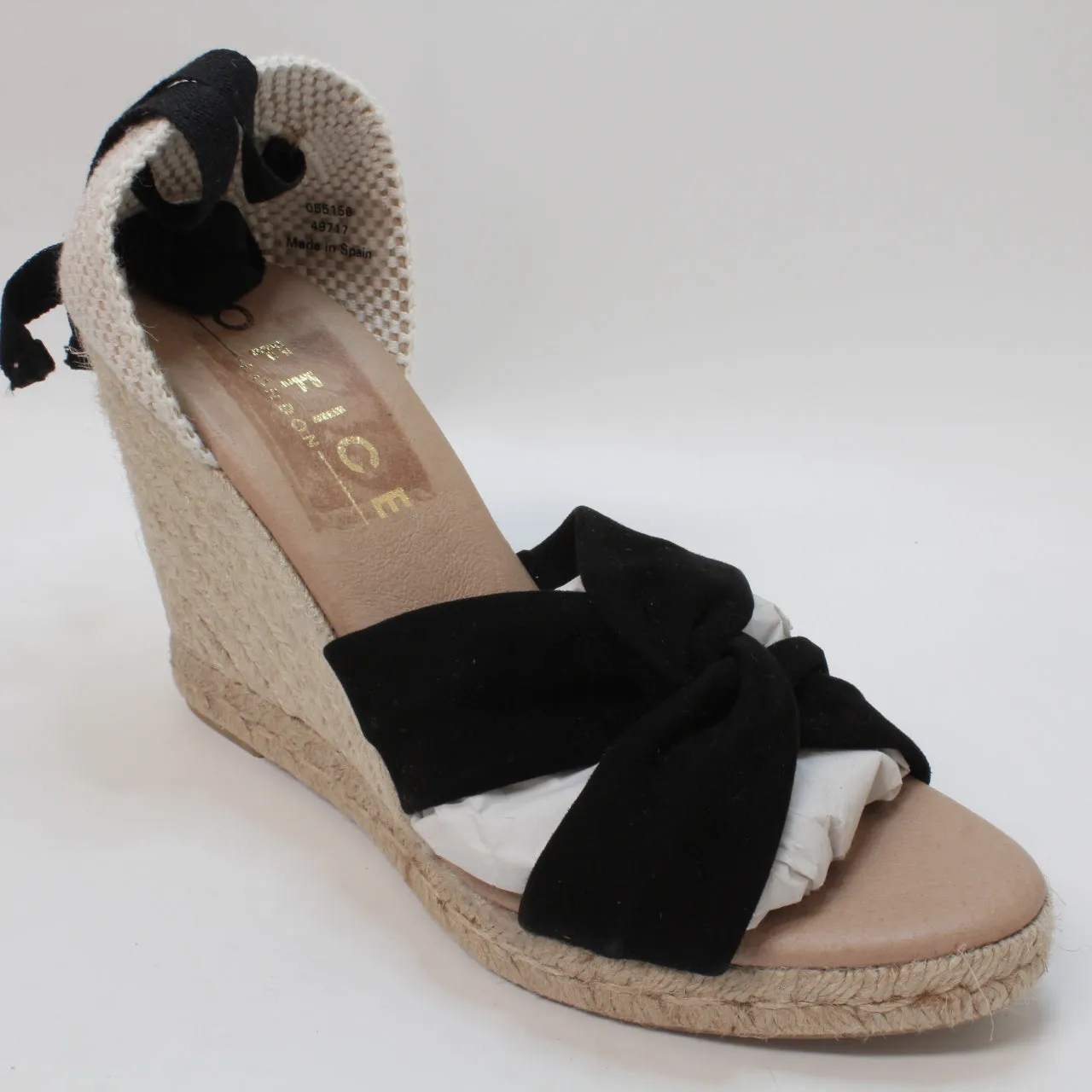 Womens Office Heather Ankle Tie Espadrilles Black Suede Uk Size 7